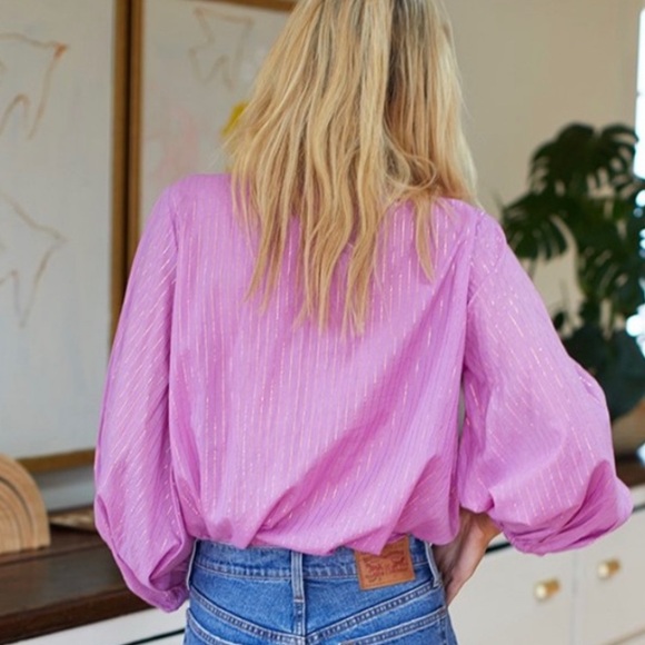 Emerson Fry Bardot Top Pink Lavender Luxe with Metallic thread size XS - Picture 4 of 13